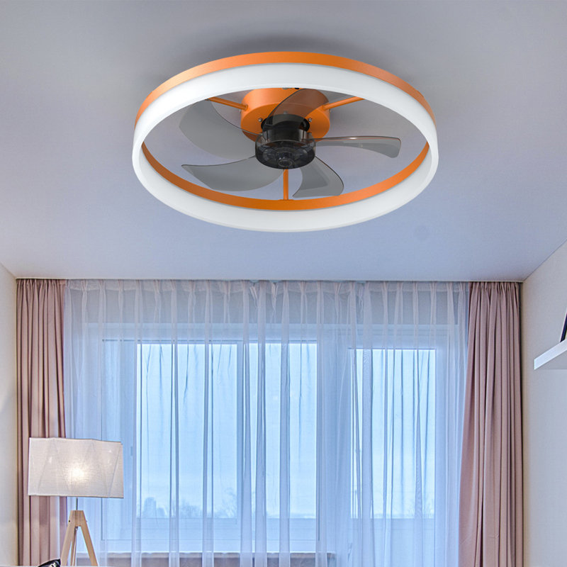 Ventilateur de plafond fermé à profil bas avec lumière 19,7 pouces Fydry, Or, Ensemble d'éclairage; Télécommande