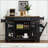 Kitchen Island With Trash Can Storage Cabinet, Power Outlet, Internal Storage Rack, Rolling Kitchen Islands On 5 Wheels With 3 Drawer, 3 Open Side Racks For 10 Gallon Garbage Bin-1979091474