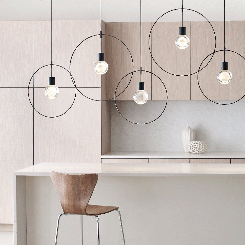 Mina LED Pendant, 1, 152" H x 7.6" W x 5" D, Black