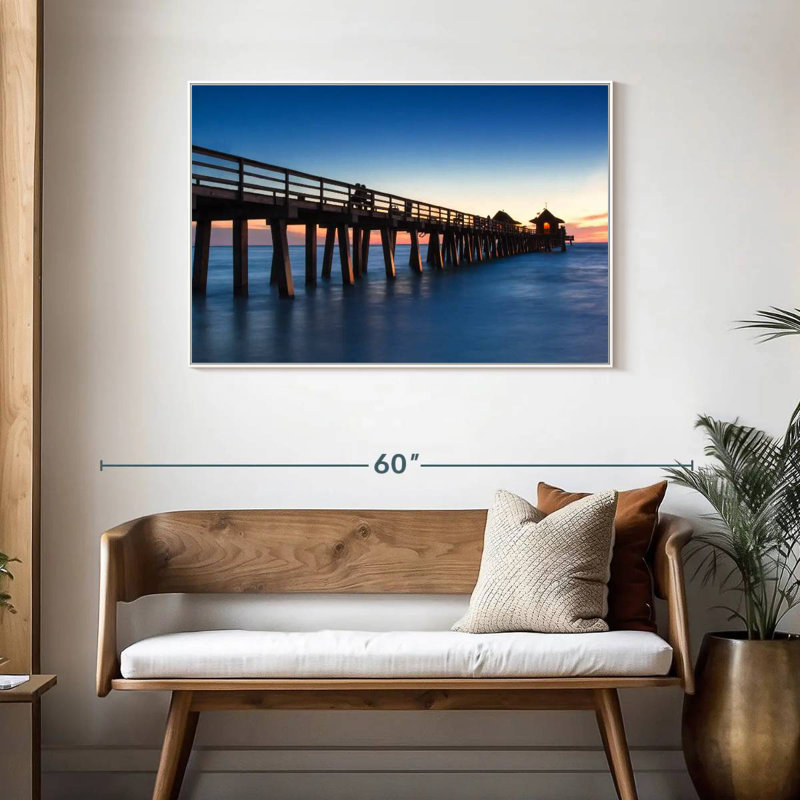 Naples Beach Pier, Cadre flottant blanc, 43 po x 29 po