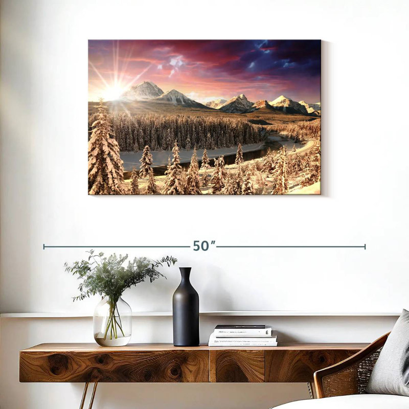 Alvord Alberta Rockies Winter Sun, 24" H x 36" W
