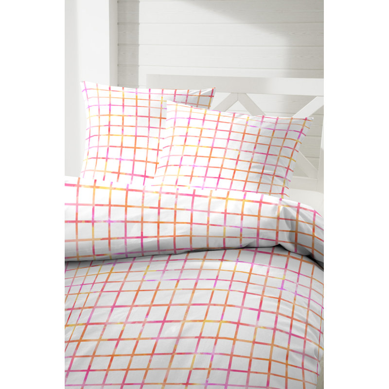 Hillsford Cotton 180 TC Duvet Cover Set, Single - 1 Pillowcase (80 x 80 cm), White/Red/Pink