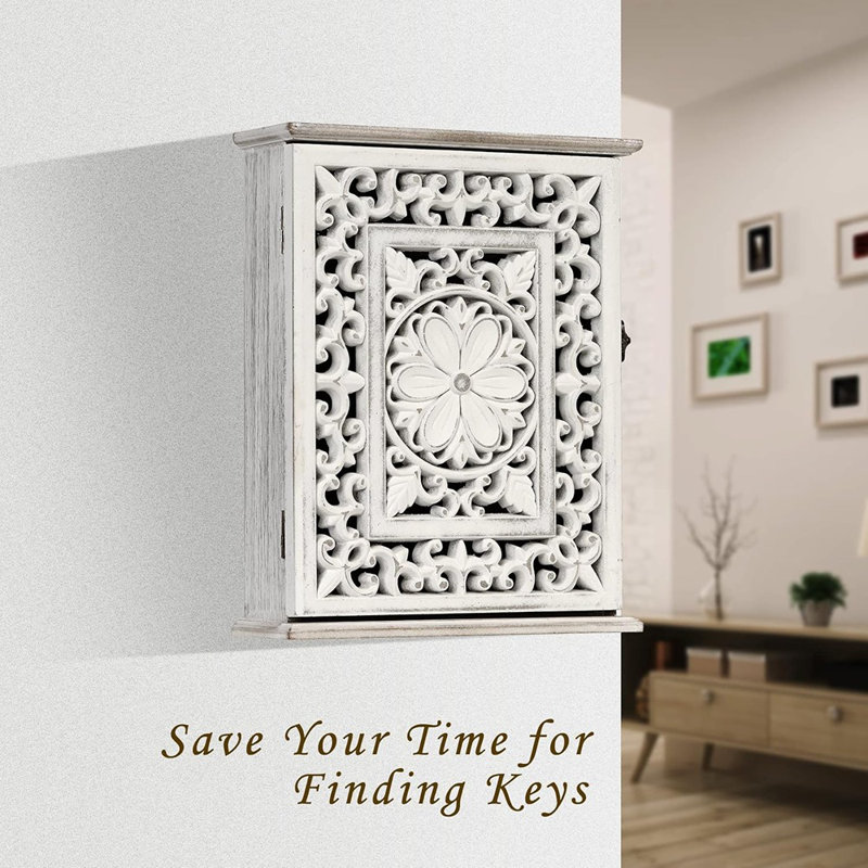 Wooden Key Holder For Wall, Key Box Key Cabinet, Key Hooks Wall Mounted Key Hangers Rustic Decorative Key Rack With 6 Key Hooks For Home Office Entryway Hallway Bedroom Living Room