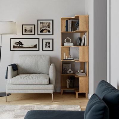 Tablette d'angle extra-haute avec rangement - Bibliothèque autoportante multifonctionnelle pour la maison, le bureau, le salon ou la chambre à coucher