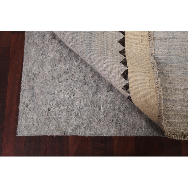 Tapis noir en laine noué à la main de conception unique 6 pi 7 po x 9 pi 7 po New Age