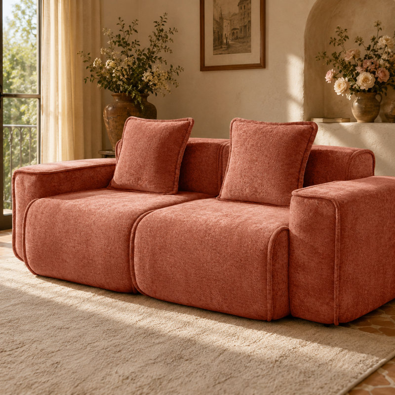 Canapé modulaire en velours Veloria, Rouge