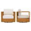 Fauteuil pivotant d'extérieur en bois de teck 2 pièces avec coussins-1486443480