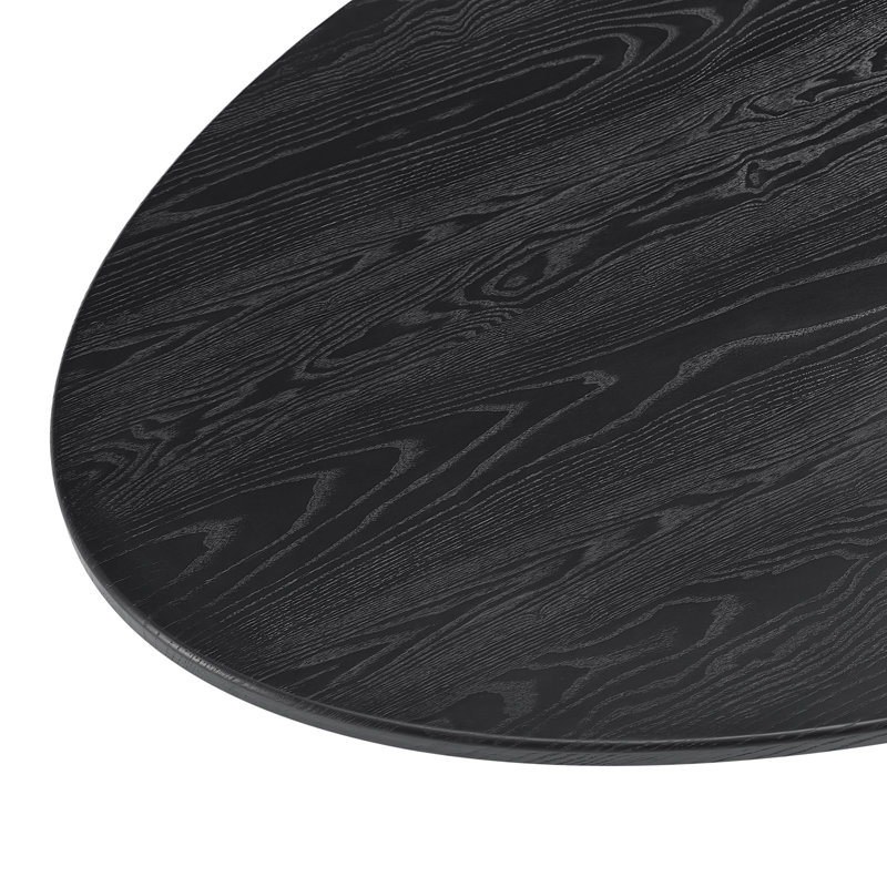 Husnaa Oval Metal Base Dining Table, Black