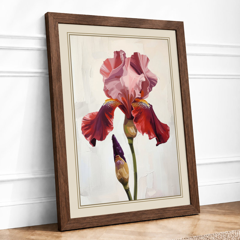 Iris In Rose Botanical - Print, Walnut, A1 - 84.1 x 59.4 cm