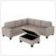 Orisfur. Canapé d'angle modulaire en L avec rangement pour repose-pieds et porte-gobelets