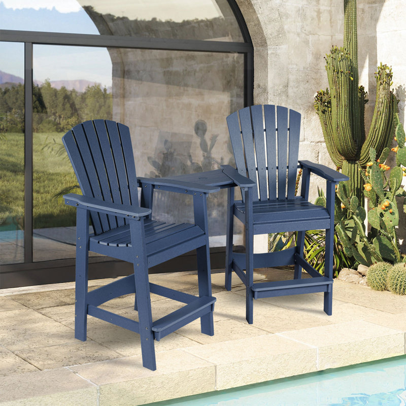 Chaise haute Adirondack avec table Cezalinda, Bleu marine
