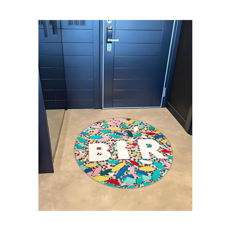 Multi Color Mixed Abstract Pattern Creative Modern Decorative Machine Washable Area Rug, Square 4'11"