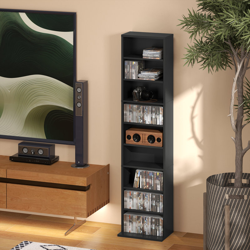 HOMCOM DVD Storage Unit, 140cm H x 33cm W x 24cm D, Black