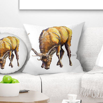 Male Deer Art - Animal Printed Pillow