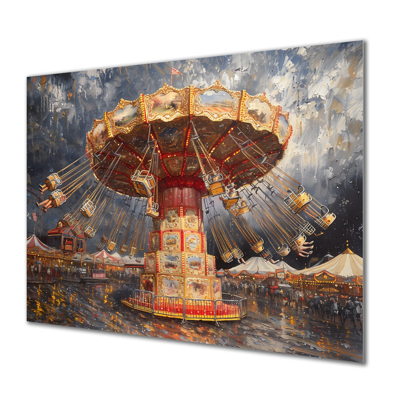 «Carousel Amusement Parks Adventure III - Décoration murale parcs d'attractions, Sans cadre, métal, H 30 po x l 40 po