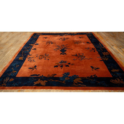 Tapis art déco chinois en laine noué à la main style vase antique des années 1920