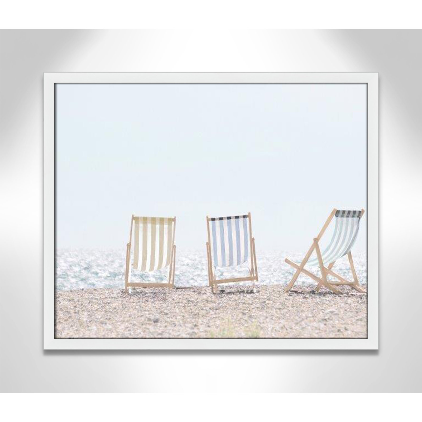 Adriatica "Beach Chairs" Print by Leah Straatsma, 21.5" H x 25.5" W x 1.25" D, Satin White