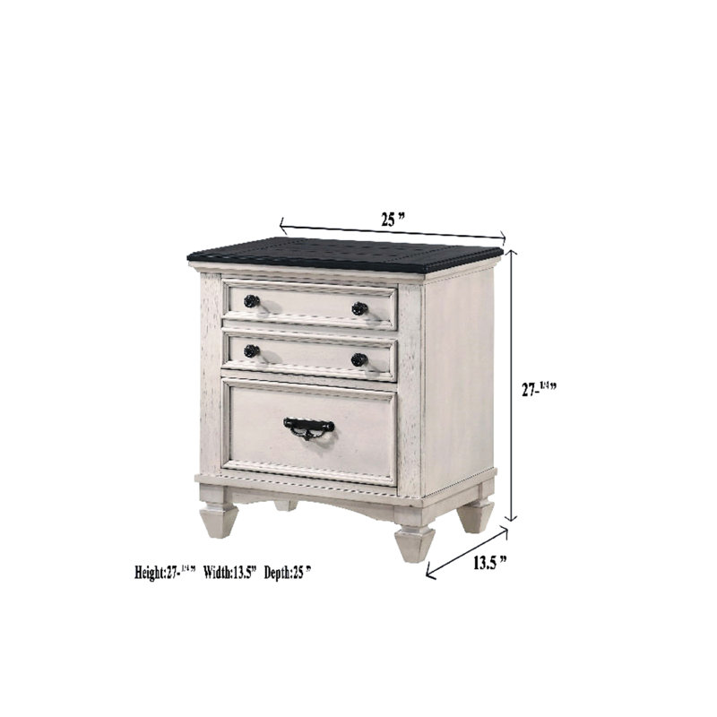 Table de chevet à deux tons pour la chambre à coucher: deux tiroirs de rangement, bois massif solide et stable avec compartiments de finition