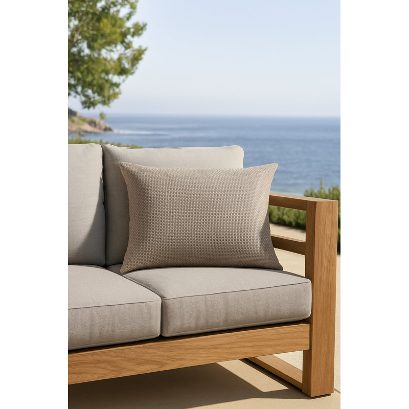 Classic Grey Horizon Weave Indoor Outdoor Pillow 20x20, Rectangular 14"H x 20"W