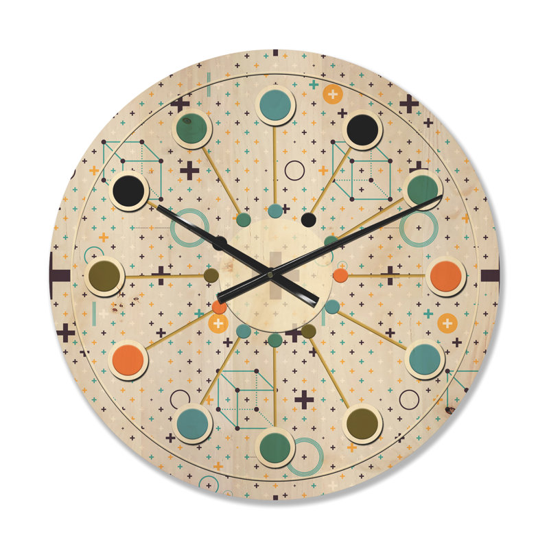Horloge murale en bois à éléments géométriques minimalistes, Petit