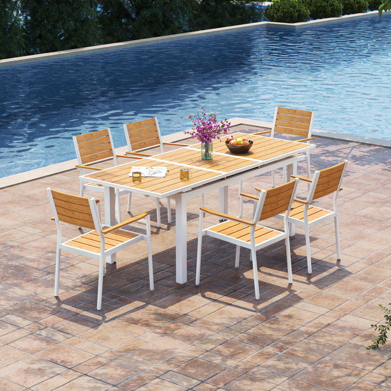 Extendable Plastic Dining Table, Brown