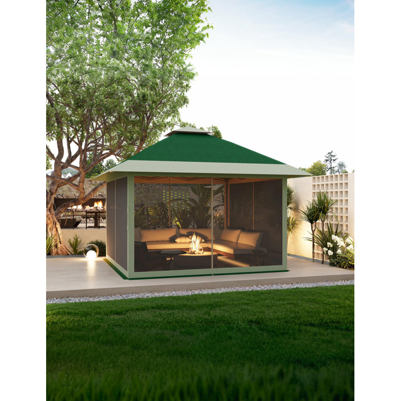 12 x 12 FT Outdoor Gazebo,Heavy Duty Double Roof Patio Gazebo with Netting and Curtains,Outdoor Patio Canopy for Deck Backyard Garden Lawns