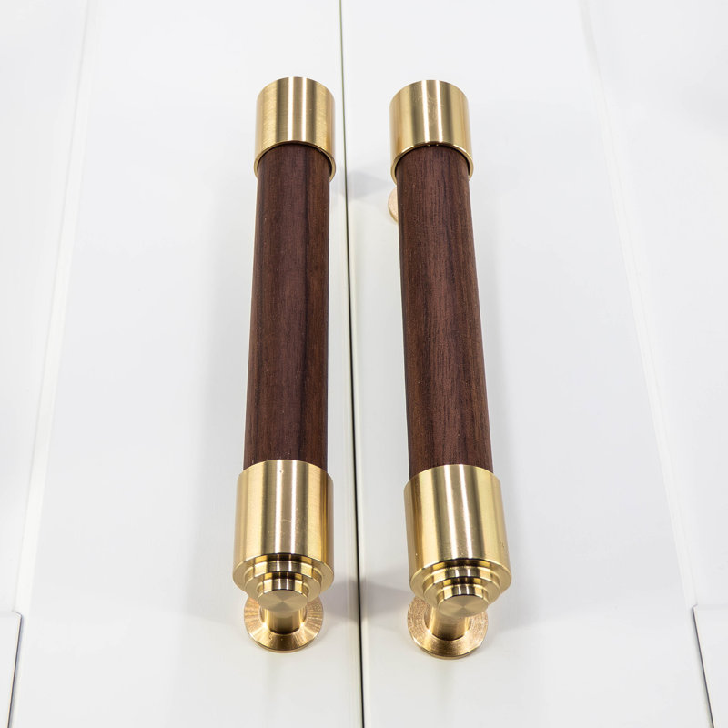 Bar / Handle Pull, 5", Brass/Walnut
