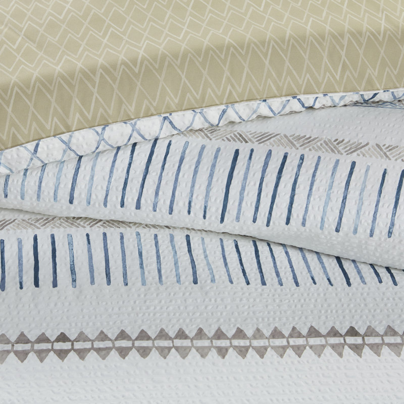 King Blue Microfiber Reversible Comforter Set with Decorative Pillows