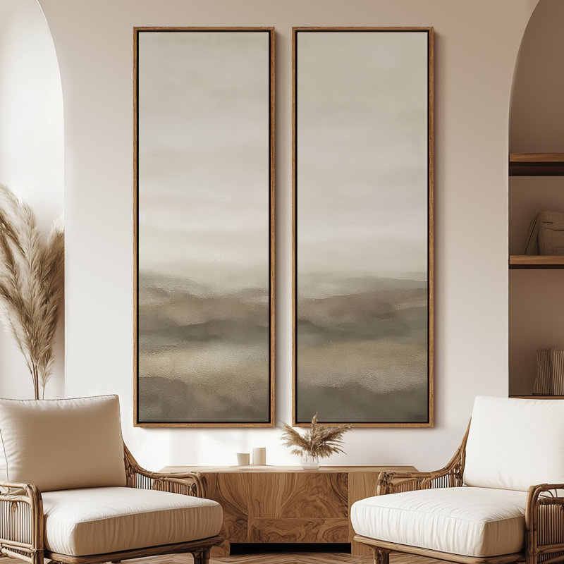 «Vintage Landscape Wall Art», ensemble de 2 toiles encadrées 20 x 60 pouces, Naturel