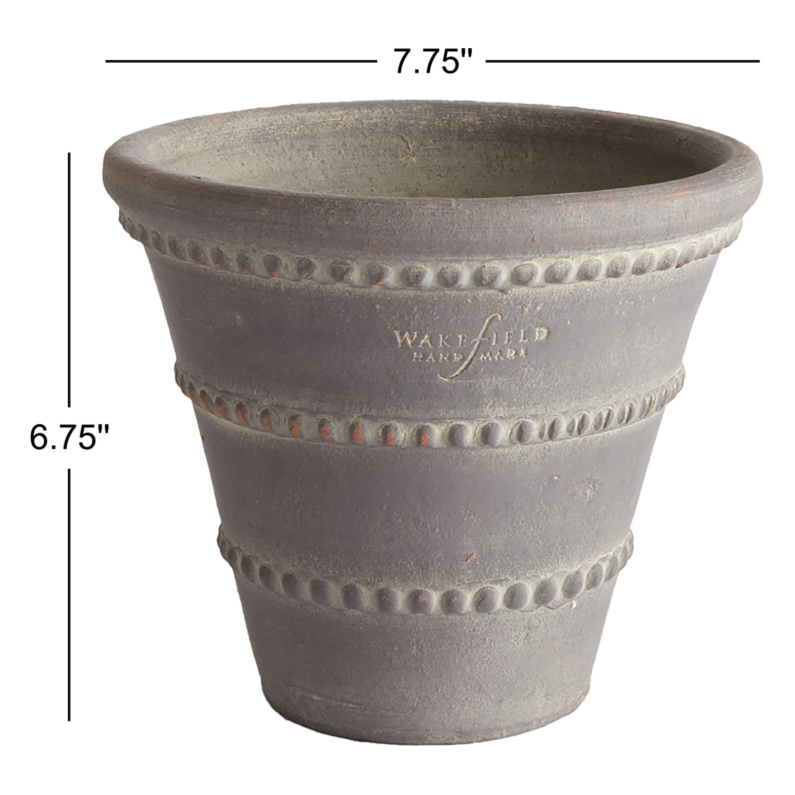 Griffith Handmade Clay Pot Planter, Gray, 6.75" H x 7.75" W x 7.75" D
