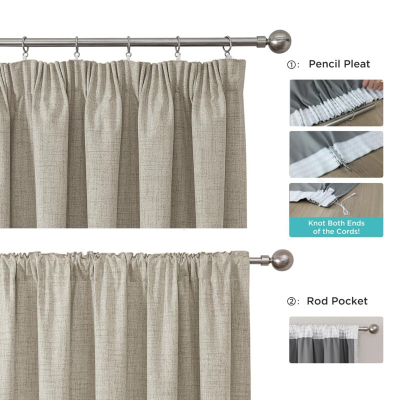 Faux Linen Blackout Curtain Panel Pair