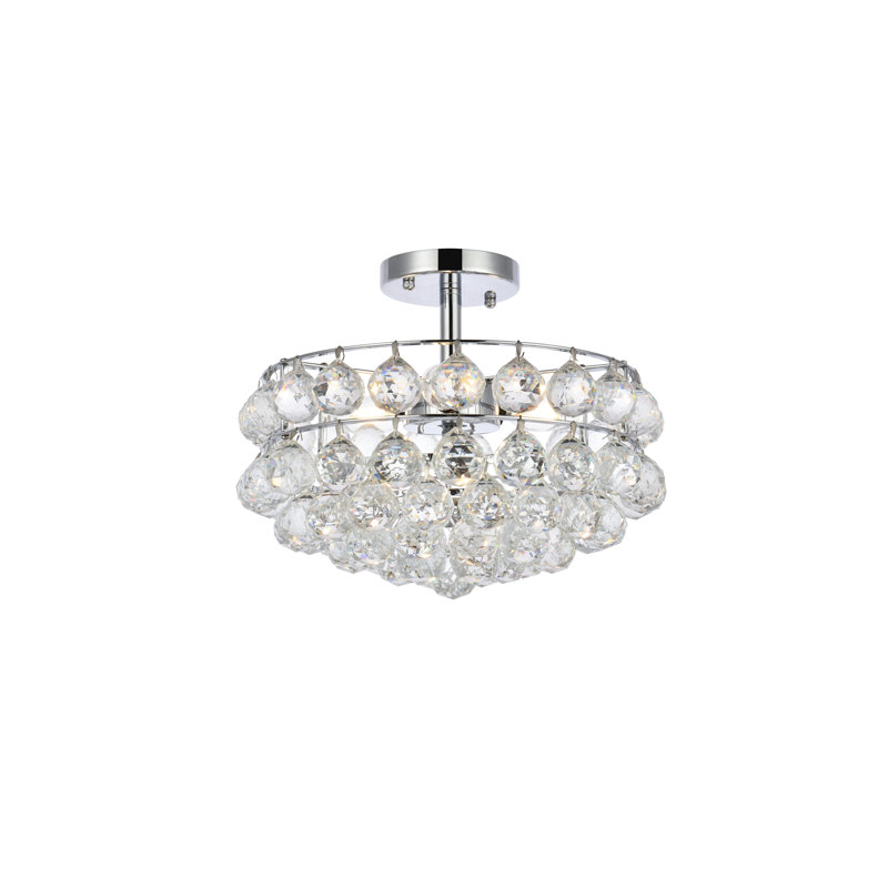 Kieron 5-Light Dimmable Crystal Flush Mount, Chrome, 10" H x 12" W x 12" D