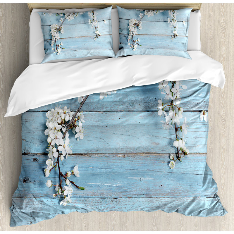 Rustic Polyester Floral Duvet Cover, Queen
