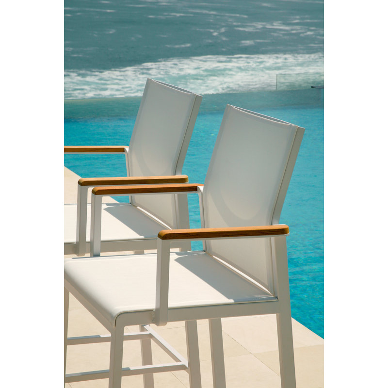 Aura Outdoor Bar Stool, Arctic White, Pearl, 30"