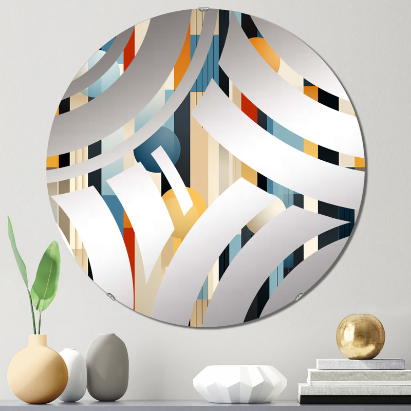 Retro Futurism Striped Pattern - Centre Wave Decorative Mirror, 23.6" x 23.6"