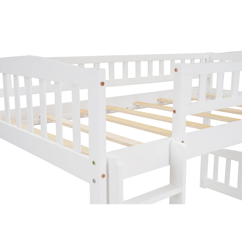 Twin Low Loft Bed with Slide, White
