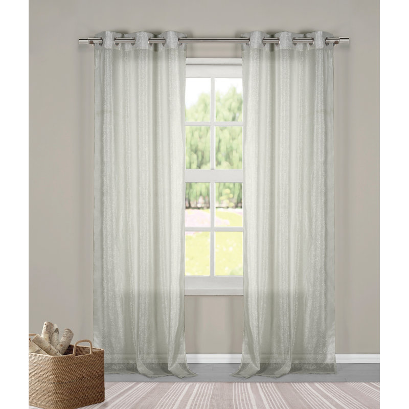Hardison Semi Sheer Curtains / Drapes Pair, Silver