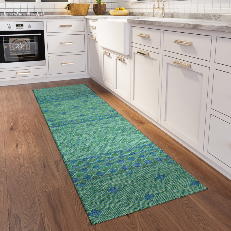 Ancell Chenille Washable Geometric Rug, Runner 2'3" x 7'6"