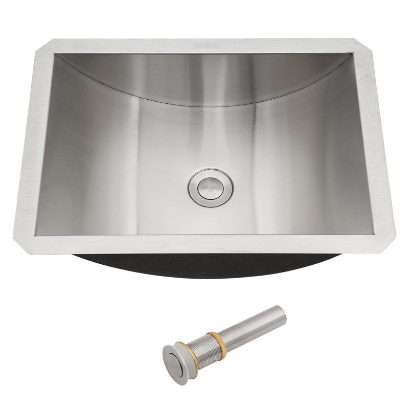 Lavabo encastré en acier inoxydable nickel brossé 45,7 x 33 cm avec bonde escamotable, SU304 pour une utilisation durable, surface nano facile à désinfecter, coussinets d'isolation acoustique épais, installation sur comptoir.