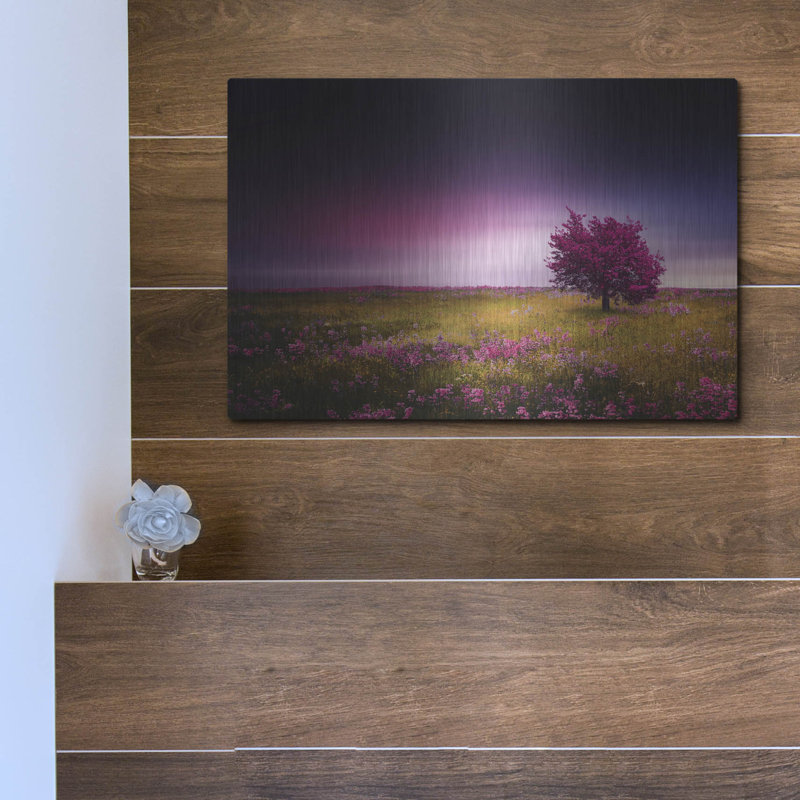 «Pink Nights», art mural en métal, 36 po x 24 po, H 12 po x l 16 po