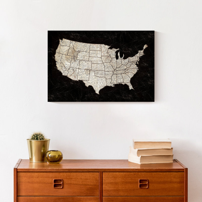 " Black United States Map ", 12" H x 18" W x 1.25" D