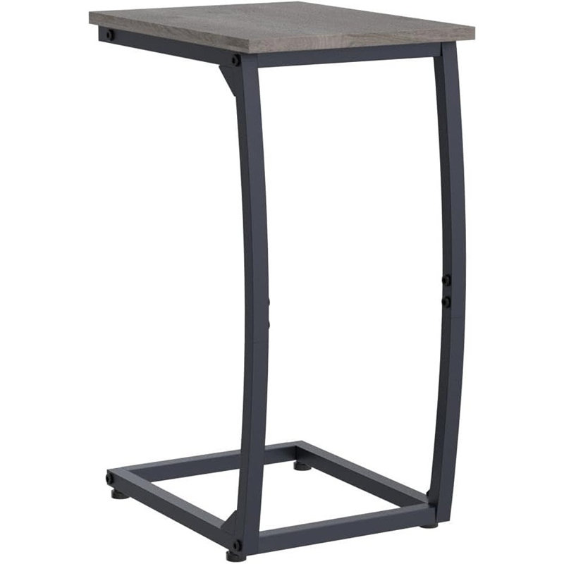 Ensemble de 2 tables de bout en forme de C, table d'appoint pour canapé, pieds de soutien incurvés, table coulissante pour canapé, table de plateau de télévision pour le salon (ivoire)