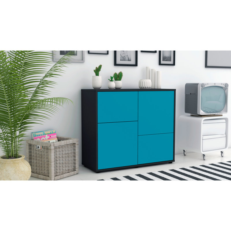 Ramona 92cm Sideboard, Anthracite/Turquoise