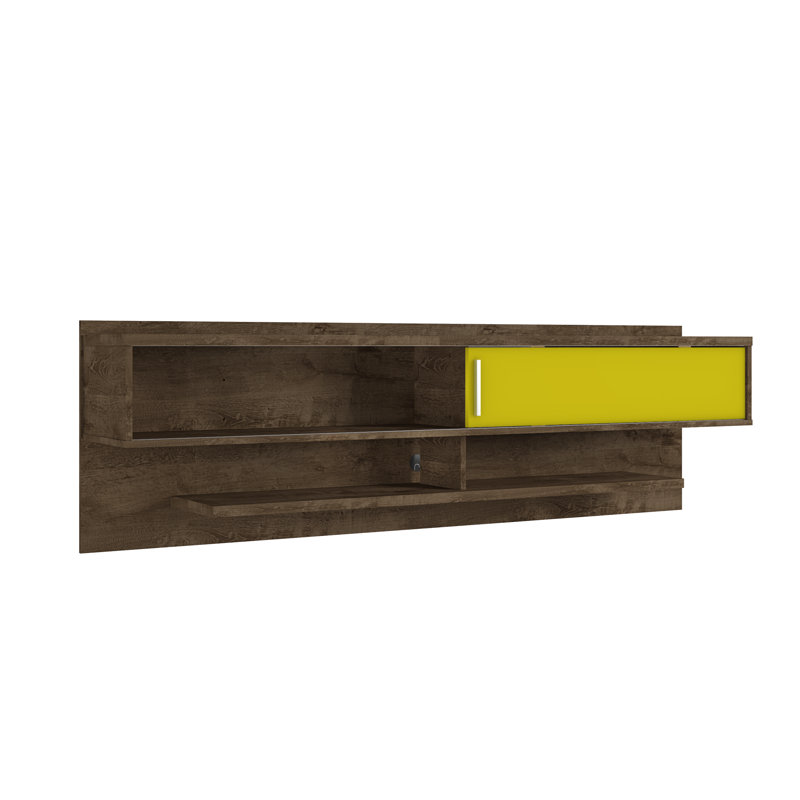 Astor 70.86" Modern 4-Shelf Floating Entertainment Center for TVs up to 60" in Rustic Brown and Yellow, Rustic Brown/Yellow