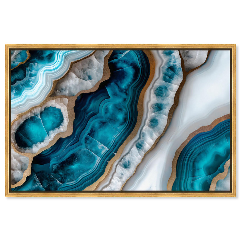 Art mural ondulé Opaline , Cadre flottant doré, H 31 po x l 31 po