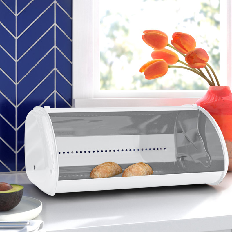 Selina Steel Bread Box, White