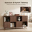 Organisateur de bibliothèque à profil bas en MDF à 8 cubes, armoire de rangement autoportante avec 4 portes à panneau ondulé amovibles, tablette de présentation horizontale robuste pour le bureau de la chambre à coucher