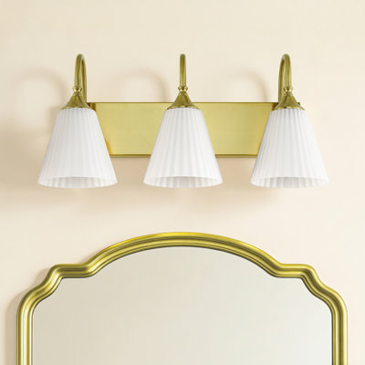 3-Light Dimmable Vanity Light With Milk Ribbed Glass Shade