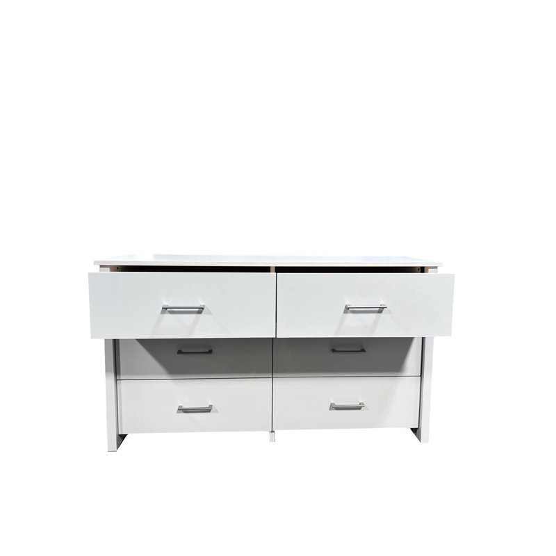 Emidio 6-Drawer Dresser, White