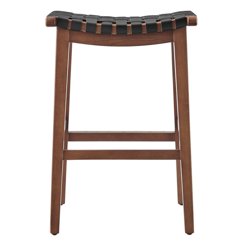 Kelin Solid Wood Counter Stool with Solid Wood Frame, Medium Brown/Black
